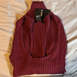 Forever 21 Ribbed Sleeveless bodysuit in Burgundy
